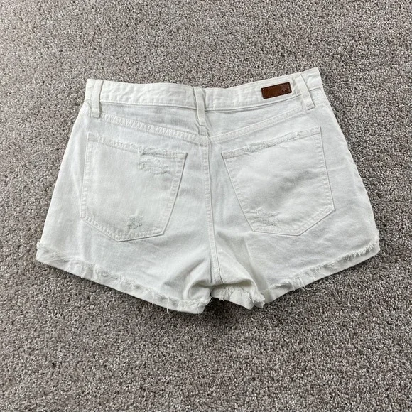 Abercrombie & Fitch Shorts Womens 8 White Denim High Rise Distressed Cutoff - Picture 2 of 9